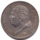 5 Francs LOUIS XVIII au buste nu (avers)
